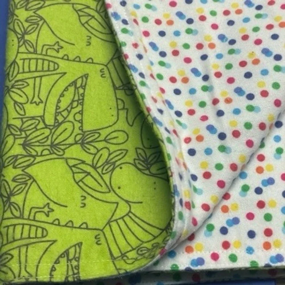 Handmade Baby Blanket Jungle Polka Dot Fleece Unisex Reversible 39.50